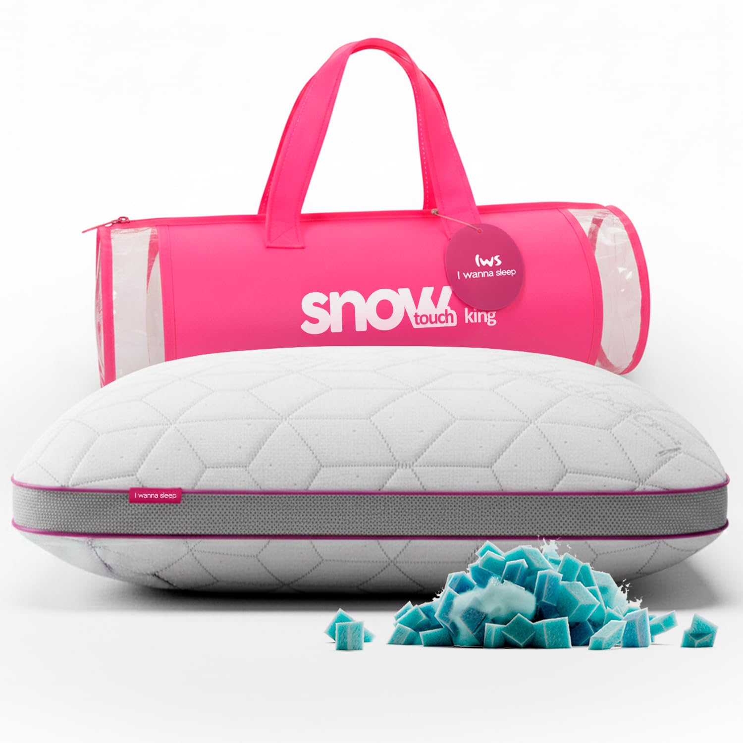 IWS SnowTouch Adjustable Pillow Neck Support Bed Pillows for Sleeping Gel Cross Cut Memory Foam for Side Sleepers