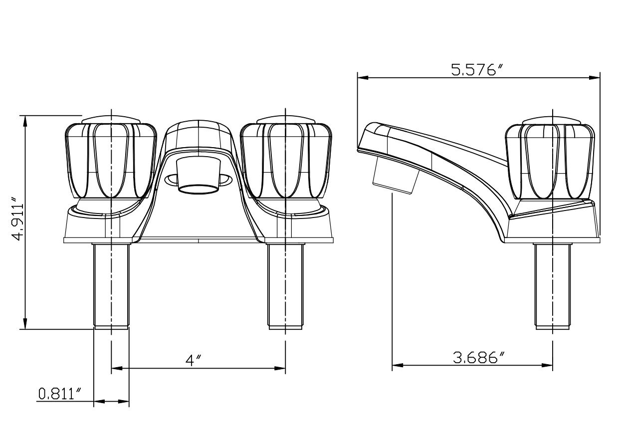 Grifo de baño para casa rodante Dura Faucet DF-PL700S-BQ con perillas de acrílico ahumado (pergamino bizcocho)