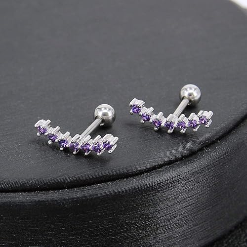 Miniatura 4 de ZS Curve Seven Stud CZ Aretes de acero inoxidable 316L para oreja, hélice, caracola, cartílago, piercing