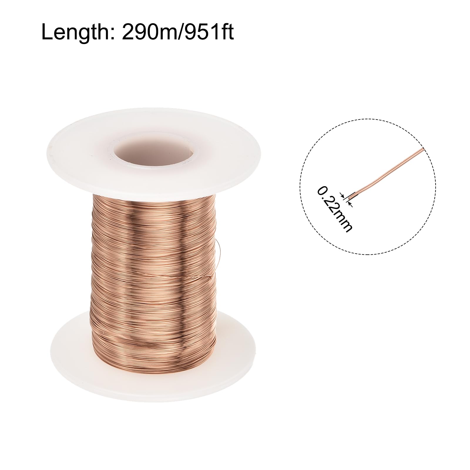 sourcing map Fil magnétique de 0,22 mm - 290 m - Fil de cuivre émaillé - Fil d'enroulement magnétique - 100 g - 155 C - Pour transformateurs et inducteurs