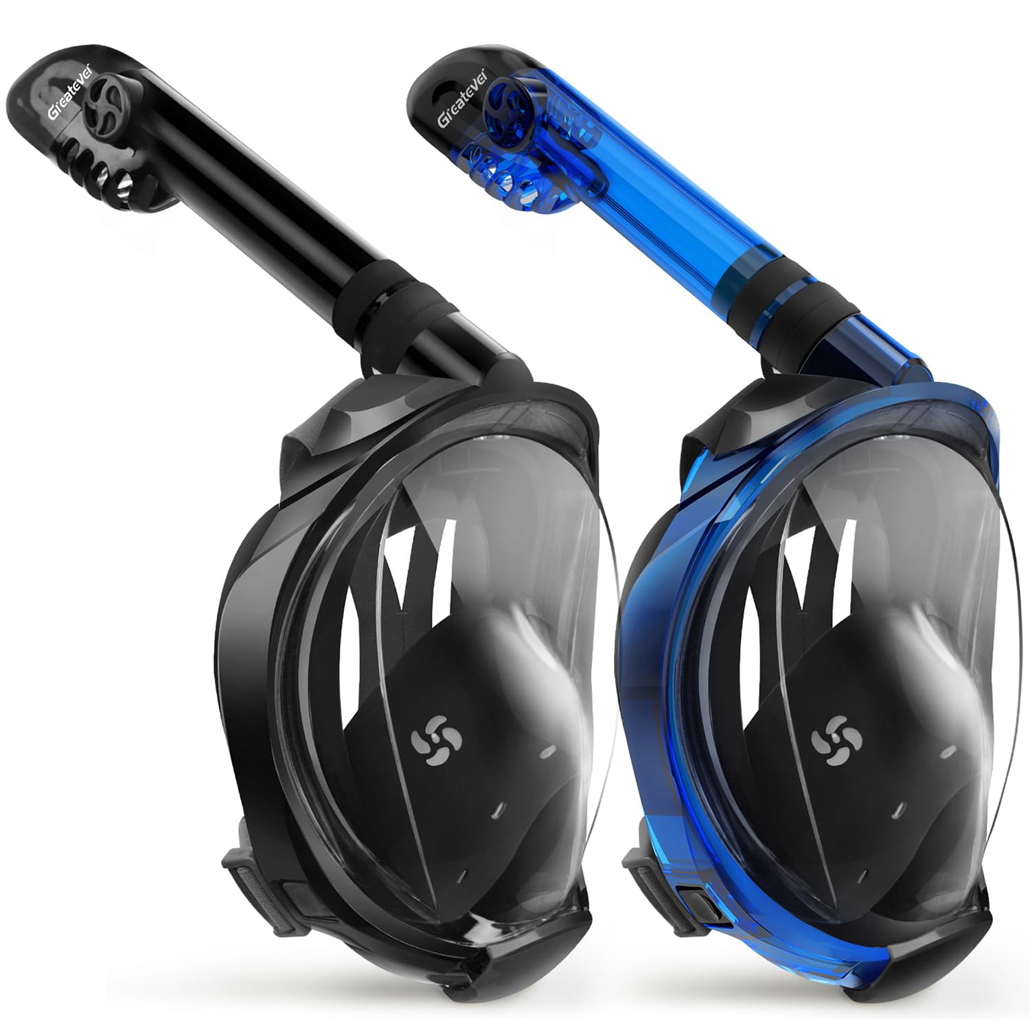 GreateverG2 Snorkeling Gear for Adults 2PCS, Full Face Snorkel Mask with Dry Top Snorkel, Anti-Leak & Anti-Fog Snorkel Mask Adult， Foldable Snorkeling Mask with Camera Mount mesh Bag