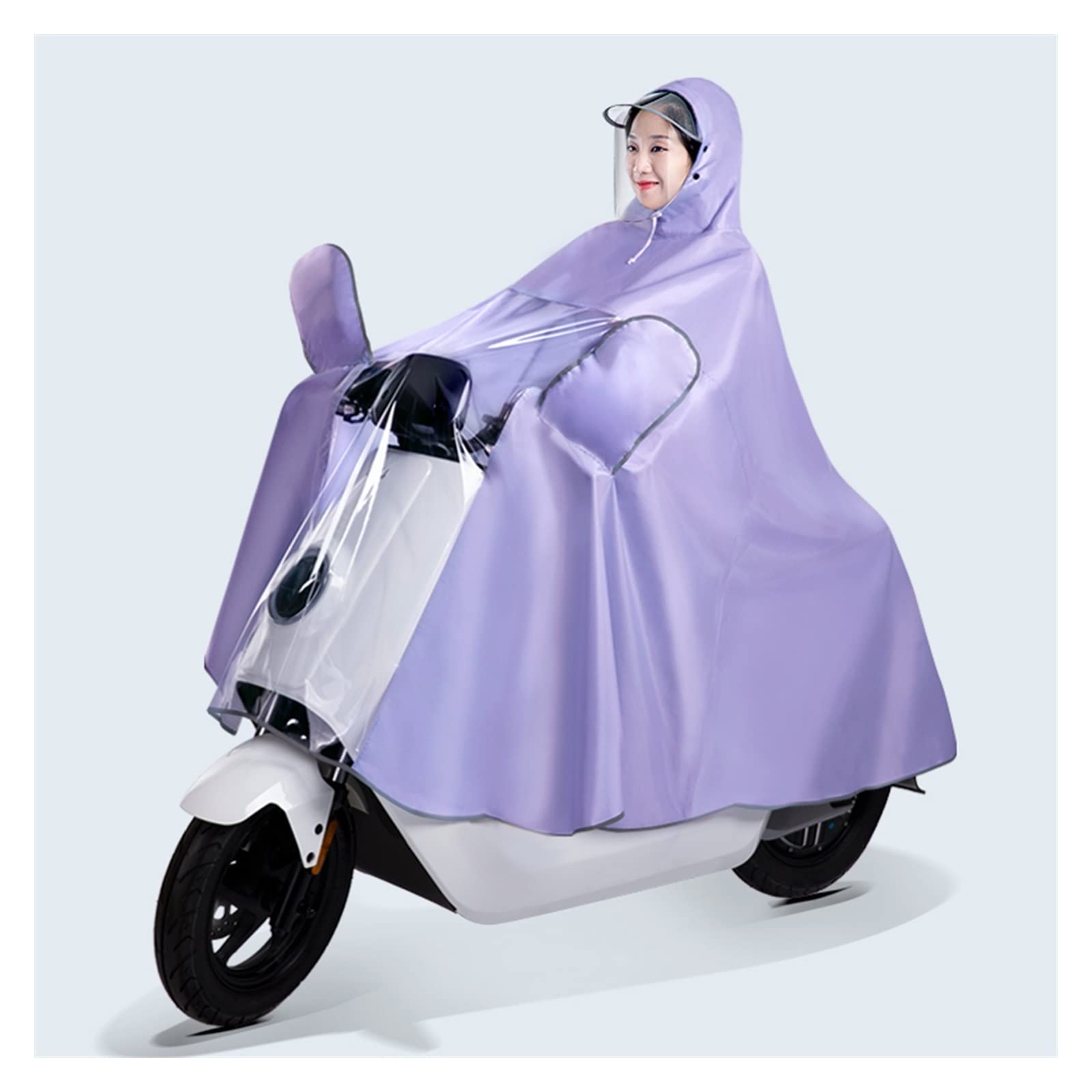 Rowerowa peleryna przeciwdeszczowa Poncho 4XL, wiatroszczelny płaszcz przeciwdeszczowy z kapturem unisex na rower E-Bike pokrowiec na hulajnogę mobilną(Blue,Full)