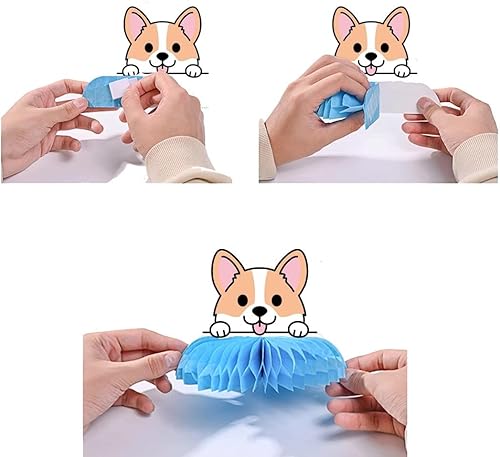 Miniatura 4 de Cute Corgi - Centro de mesa de panales de 5 piezas, adorables decoraciones para fiestas