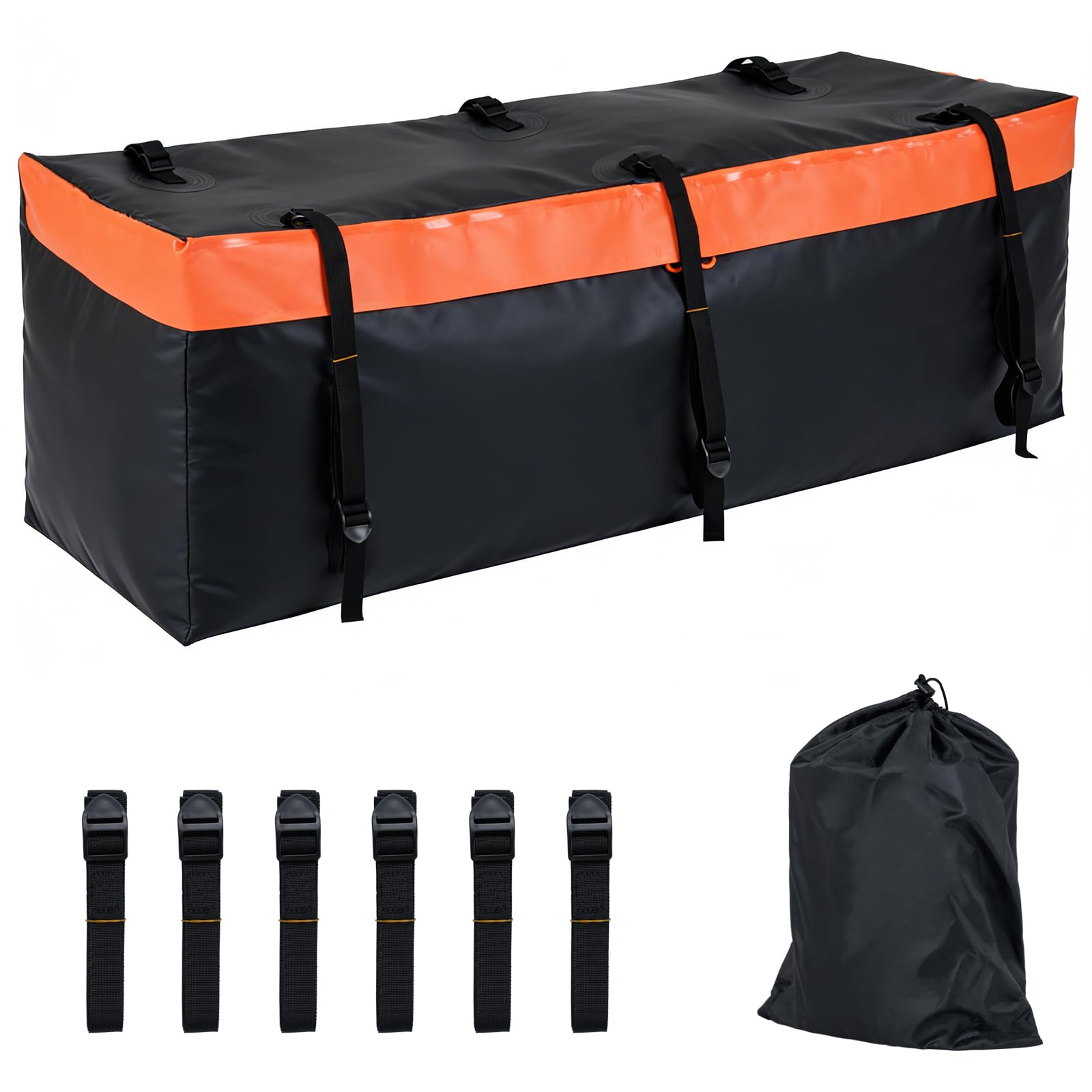 COSTWAY Organizador de Maletero para Coche, Bolsa de Transporte de Carga Plegable con Tejido Impermeable, Correas para Sujetar, Bolsa de Transporte, Portaequipajes para Exterior (129 x 42 x 45 cm)