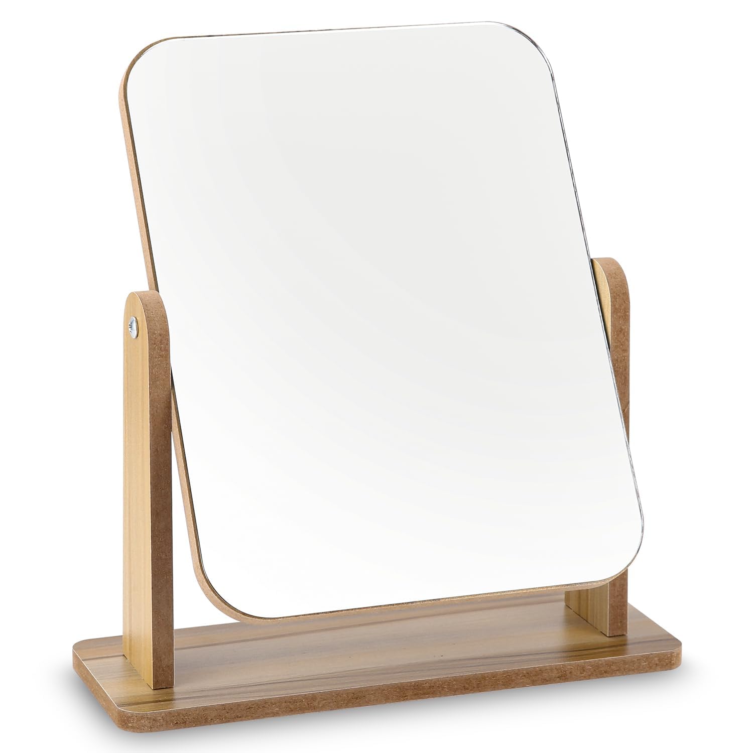 Espejo de Escritorio de Madera 360 Grados Espejo Maquillaje de Madera Maquillaje de Madera con Soporte Espejo Rectangular de Alta Transparencia para baños, dormitorios y oficinas