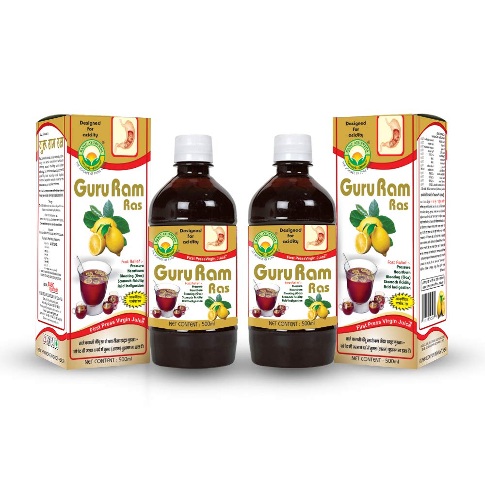 BASIC AYURVEDAGuru Ram Ras | Improve Digestion | Helpful in Vomiting | Hyper acidity and Gas | 500ml Pack of 2