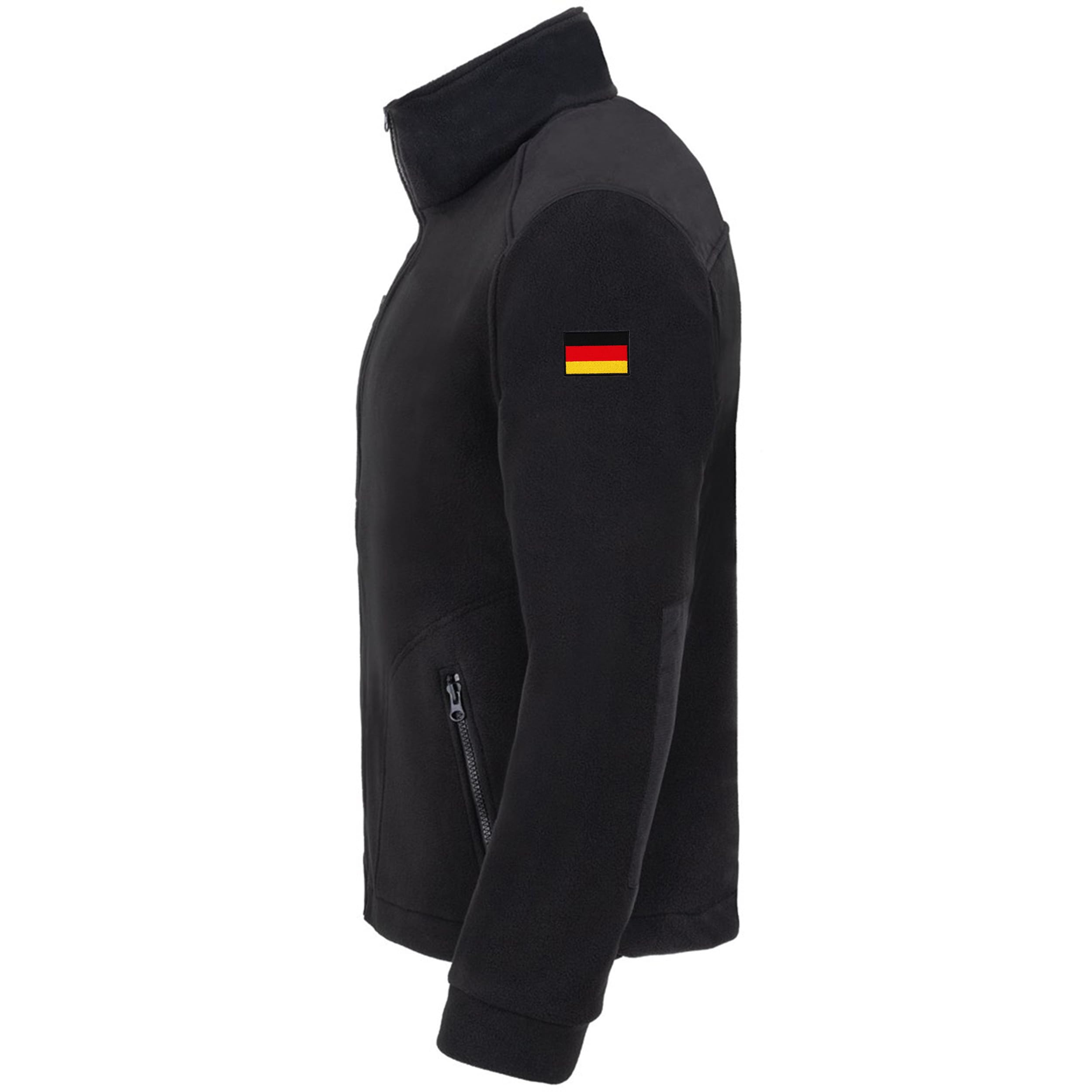 LOCO Feuerwehr Fleecejacke Herren – warme Einsatzjacke mit Reißverschluss, Verstärkungen, reflektierendem Druck vorne und hinten, Sweatjacke bedruckt mit Reflexsilber