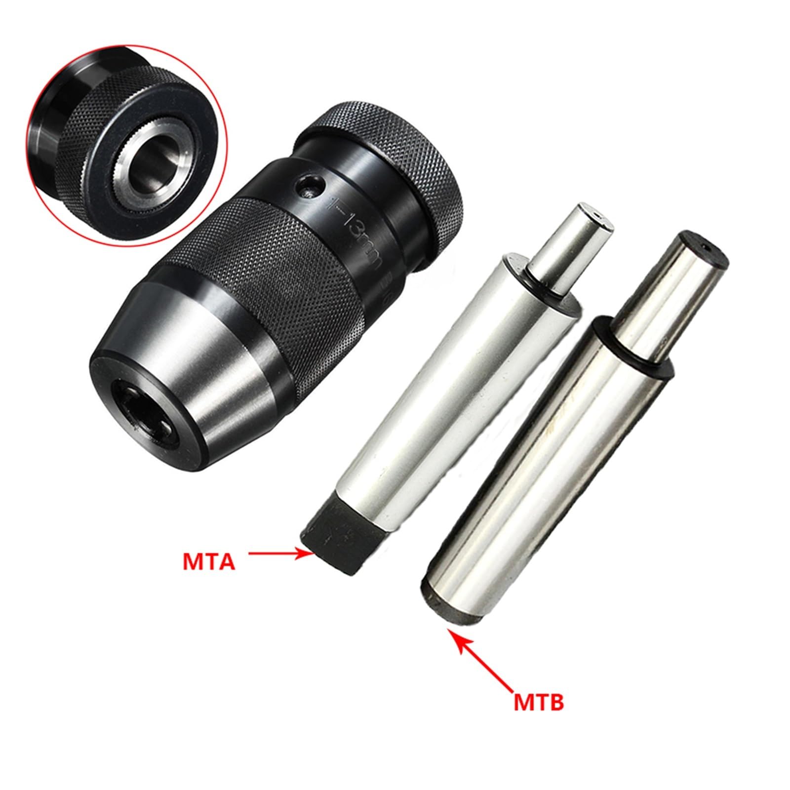 1 zestaw pasuje do MT1 MT2 MT3 MT4 B16 (1-13 MM) automatyczny samozaciskowy uchwyt wiertarski Morse'a MT1/MT2/3/4 chwyt stożkowy korbowód uniwersalny (Color : MTB3-B16(1-13MM))