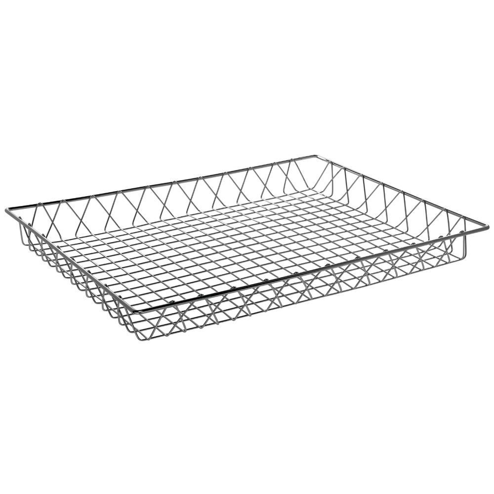 Wire Display Basket Rectangular Chrome Plated Pastry Basket Bakery Tray - 24" L x 18" W x 2" H by HUBERT – Metal, Silver