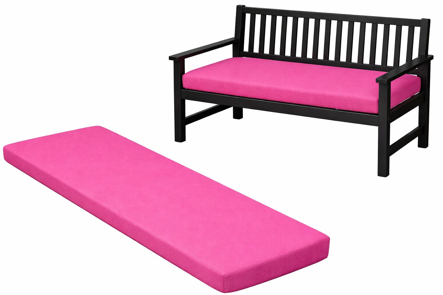 Brillars Garden Patio Bench Pad Outdoor Water Resistant Fabric 2/3/4 Seater Furniture Swing Seat Hammock Thick Pillow Cushion (Pink, 3 Seater)