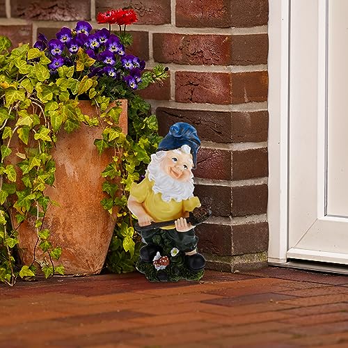 Relaxdays Gartenzwerg mit Schaufel, wetterfest, frostsicher, HBT: 32 x 17 x 15 cm, Gartenfigur Wichtel, Kunststein, bunt – Bild 5