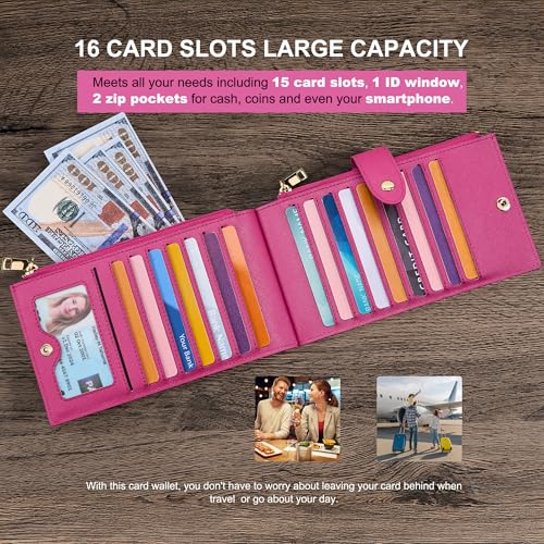 Image of Travelambo RFID Wallet Women Large Size Bifold Multi Card Wallet Case with Zipper Pocke Credit Card Holder for Women