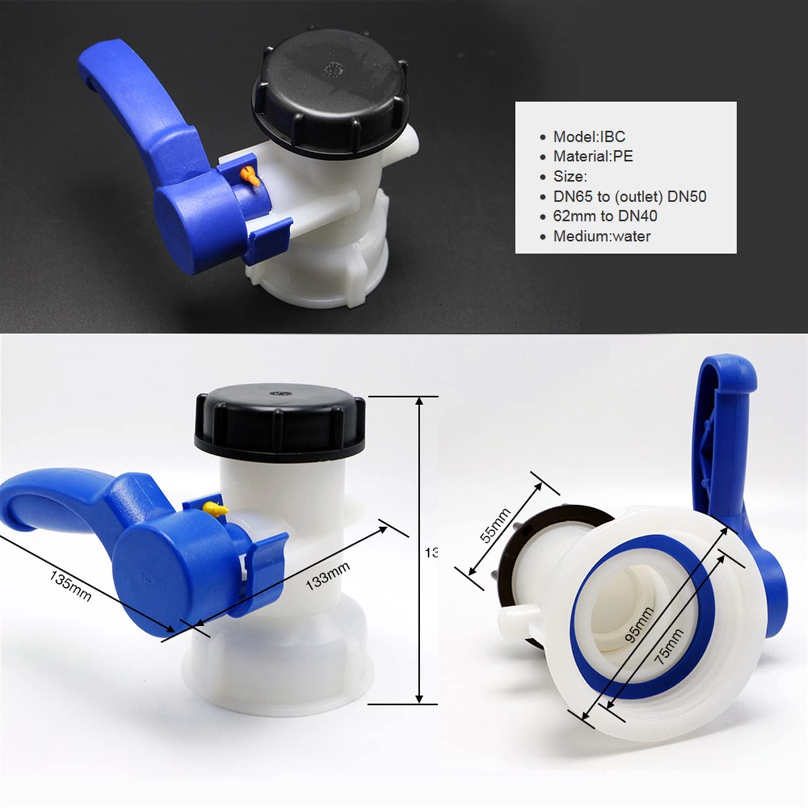 Amazon.co.jp: ボールバルブ プラスチック IBC タンクコンテナ 1000