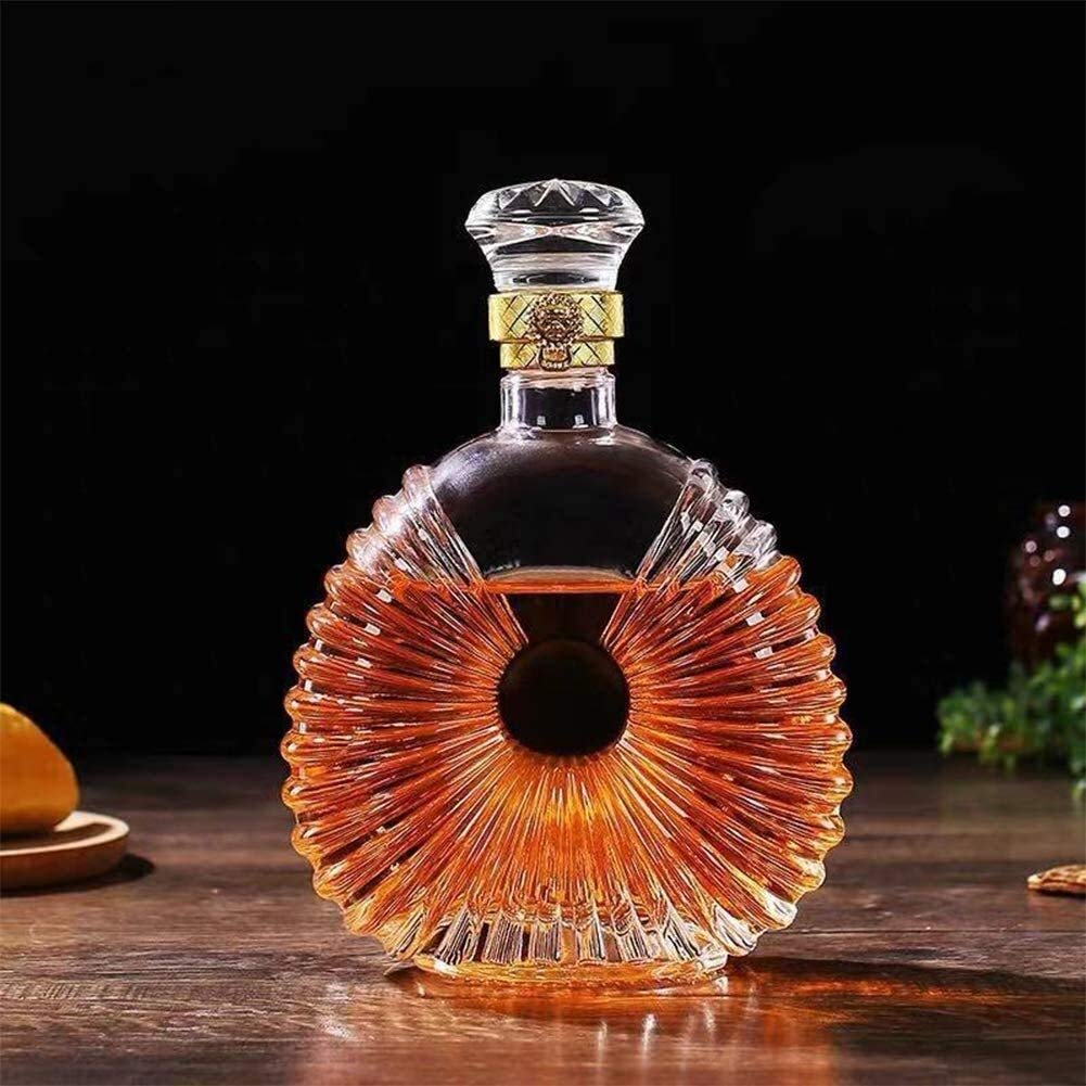 Karafka do whisky i zestaw kieliszków, szklana karafka do wina z korkiem, stojak Hanade szklany dozownik wina, karafka do whisky, karafka alkoholowa do alkoholu (rozmiar: 1)
