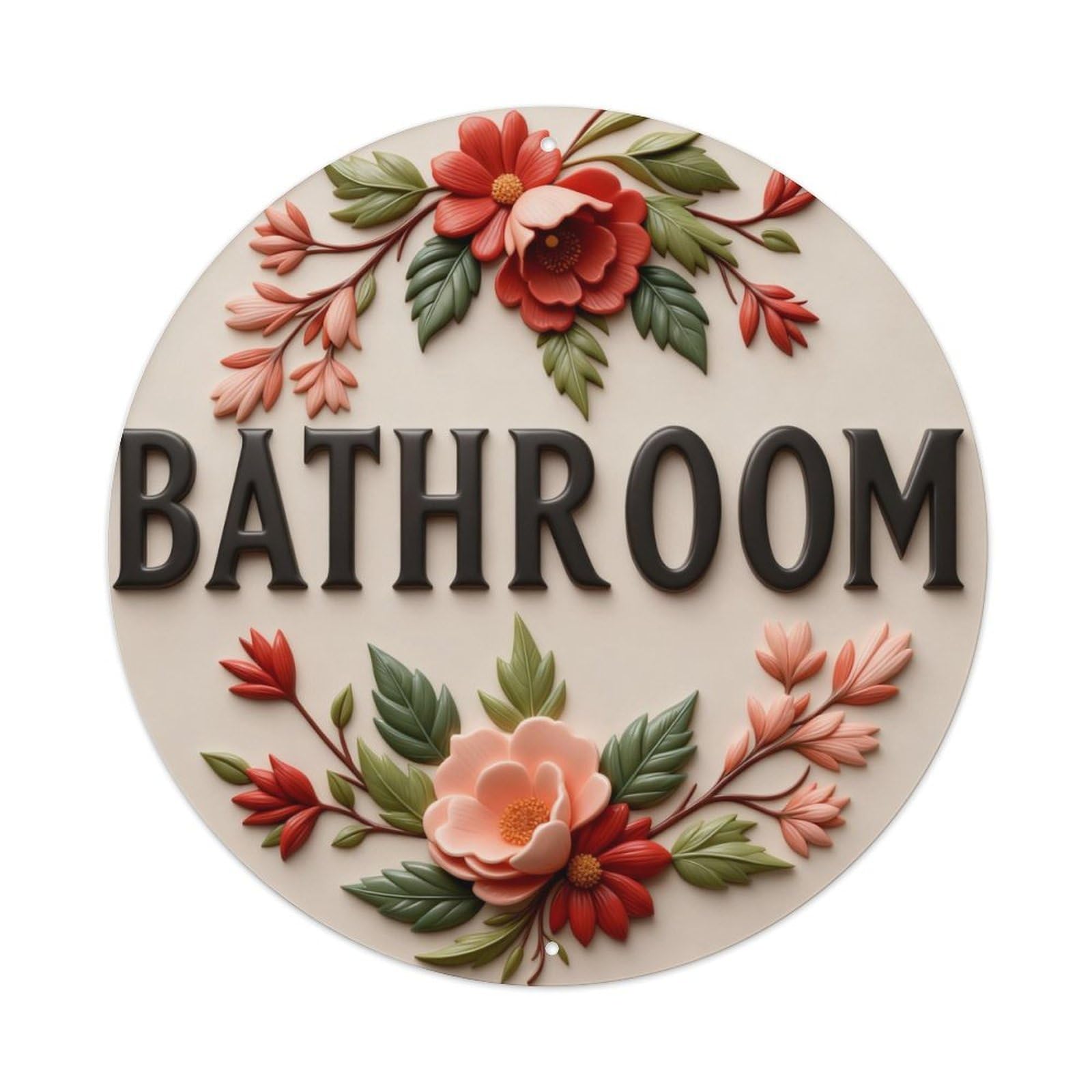Floral Arrangement With Red And Pink Flowers Round Metal Tin Sign Vintage Wall Decor, Bar Garage Cafe Kitchen Home Wall Art Poster 8x8inches