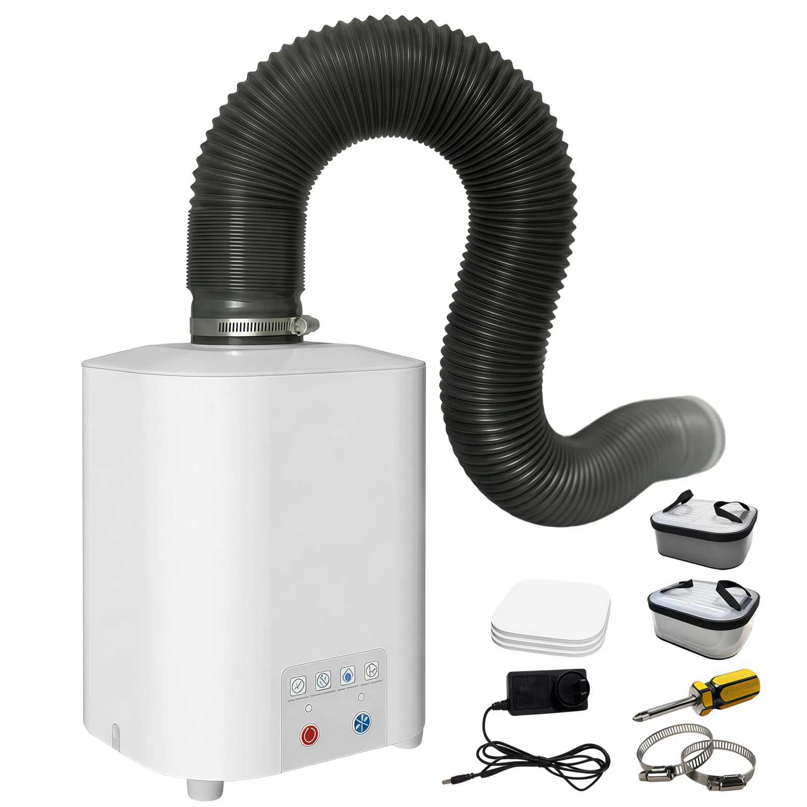 Purificador de aire para grabado láser extracción de humo portátil | para grabador con sistema de filtración de 3 niveles, mini absorbedor de humo, extracción de 2 en 1, carbón activo y filtro