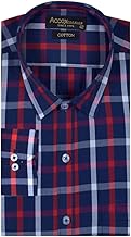 ACCOX Men's Full/Long Sleeves Formal Regular Fit Cotton Check Shirt(GO556)