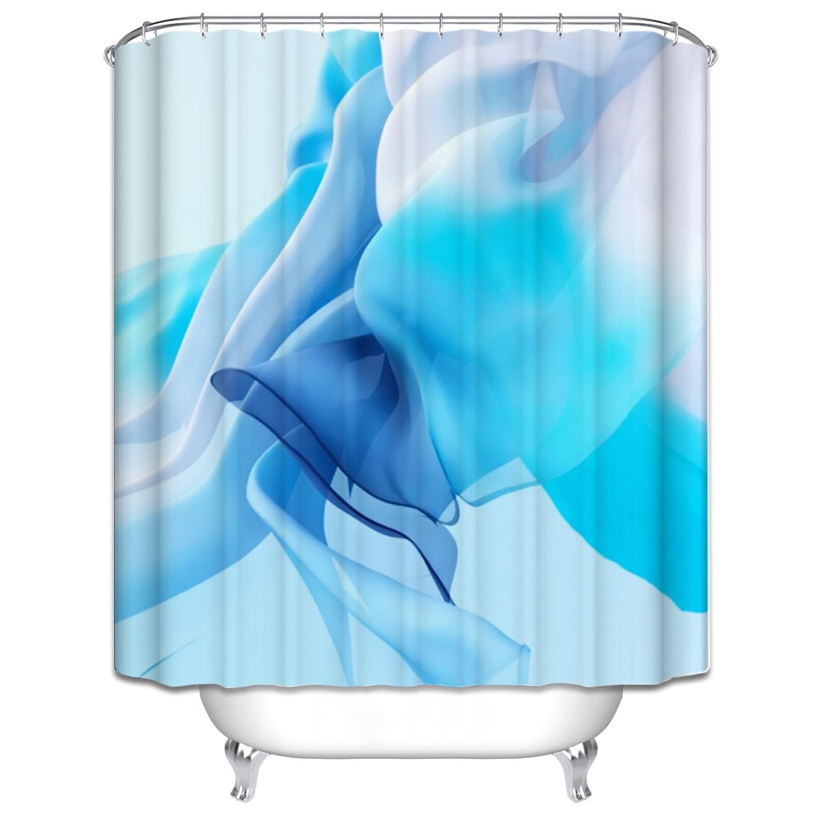 Rideau douche nature pour petite fenetre de salle de bain sans percage bleu occultant