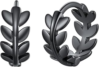 FaithHeart Leaf Huggie Hoop Earrings for Women, Sterling Silver/Stainless Steel Lightweight Hoop Earrings Hypoallergenic Small Huggie Hoops Jewelry Gifts