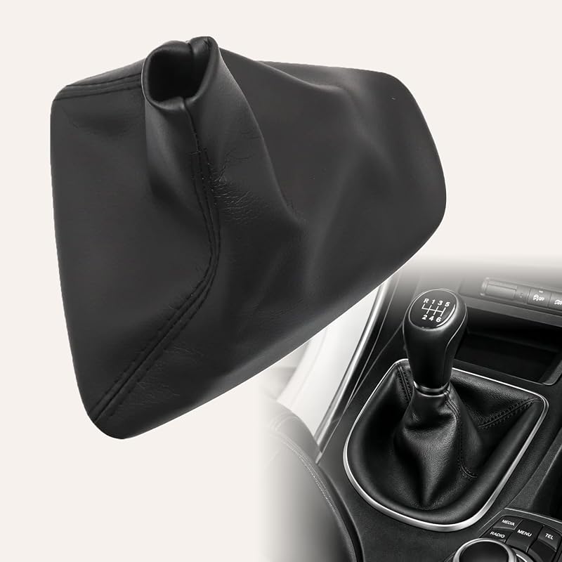Coifa da alavanca de câmbio manual NLQR em couro sintético preto para BMW Série 3 E90 E91 E92 E93 – 1 unidade
