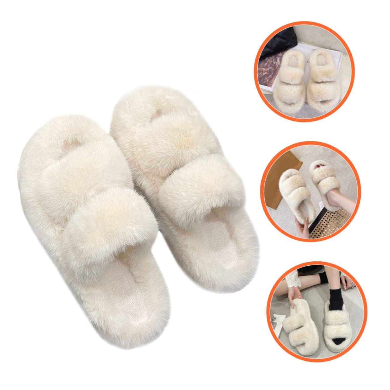 Pantofole Di Pelliccia Pantofole Da Bottino Da Donna Pantofole Da Morbide Pantofole Da Donna Diapositive Fuzzy Per Le Donne Gomma Da Cancellare Bianca