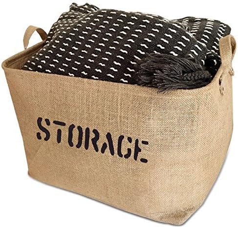 OrganizerLogic Burlap Storage Organizer Basket - Heavy Duty Storage Basket - Perfect Storage Jute Basket for Laundry, Shoes and Kids Toys - 17" x 13" x 13"