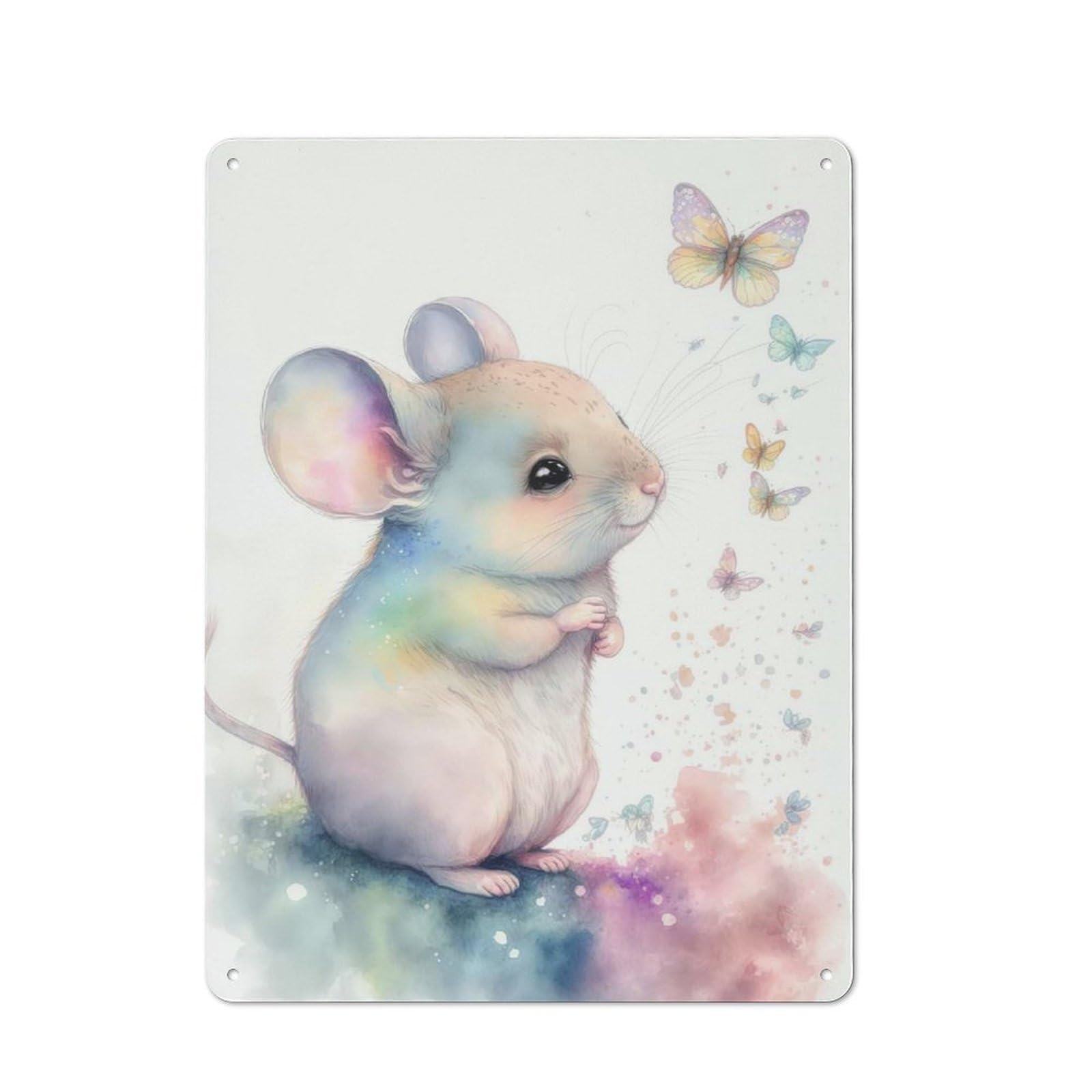 Junmoney Style-13 Adorable Litte Mouse Casual Metal Wall Decor 40X30cm, Rustic Tin Sign For Patio Bar, Workshop, Shed Or Kitchen