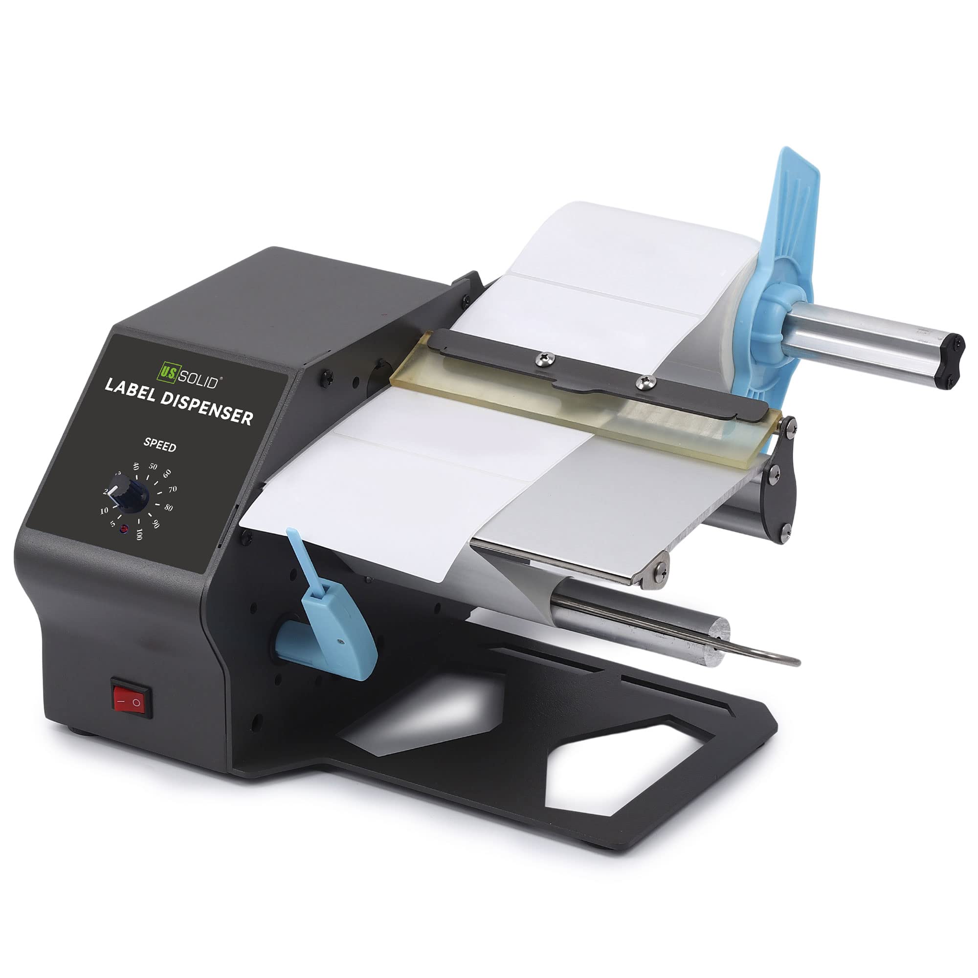 U.S. Solid Distributeur Automatique d'Étiquettes pour Rouleaux et Étiquettes en Accordéon - Étiquettes Translucides et Opaques - Tailles de Mandrin 1"/1,5"/3" - Vitesse Réglable (Largeur 180 mm)