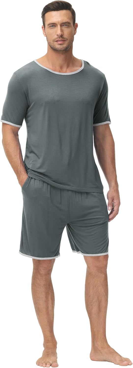 MoFiz Men's Pajamas Set Summer Sleepwear Pjs Soft Short Sleeve Shirts and Shorts 2 Piece Lougewear with Pockets S-3Xl - Image 7