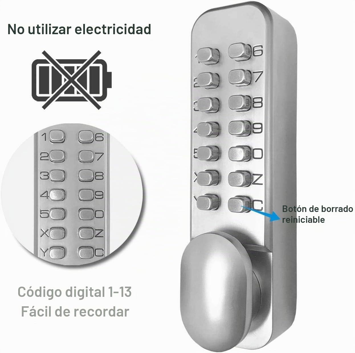 Cerradura Digital Puerta Proceso de Fundición a Presión de Galvanoplastia de Tres Capas Anticorrosión y Antioxidante No Temen a la Lluvia
