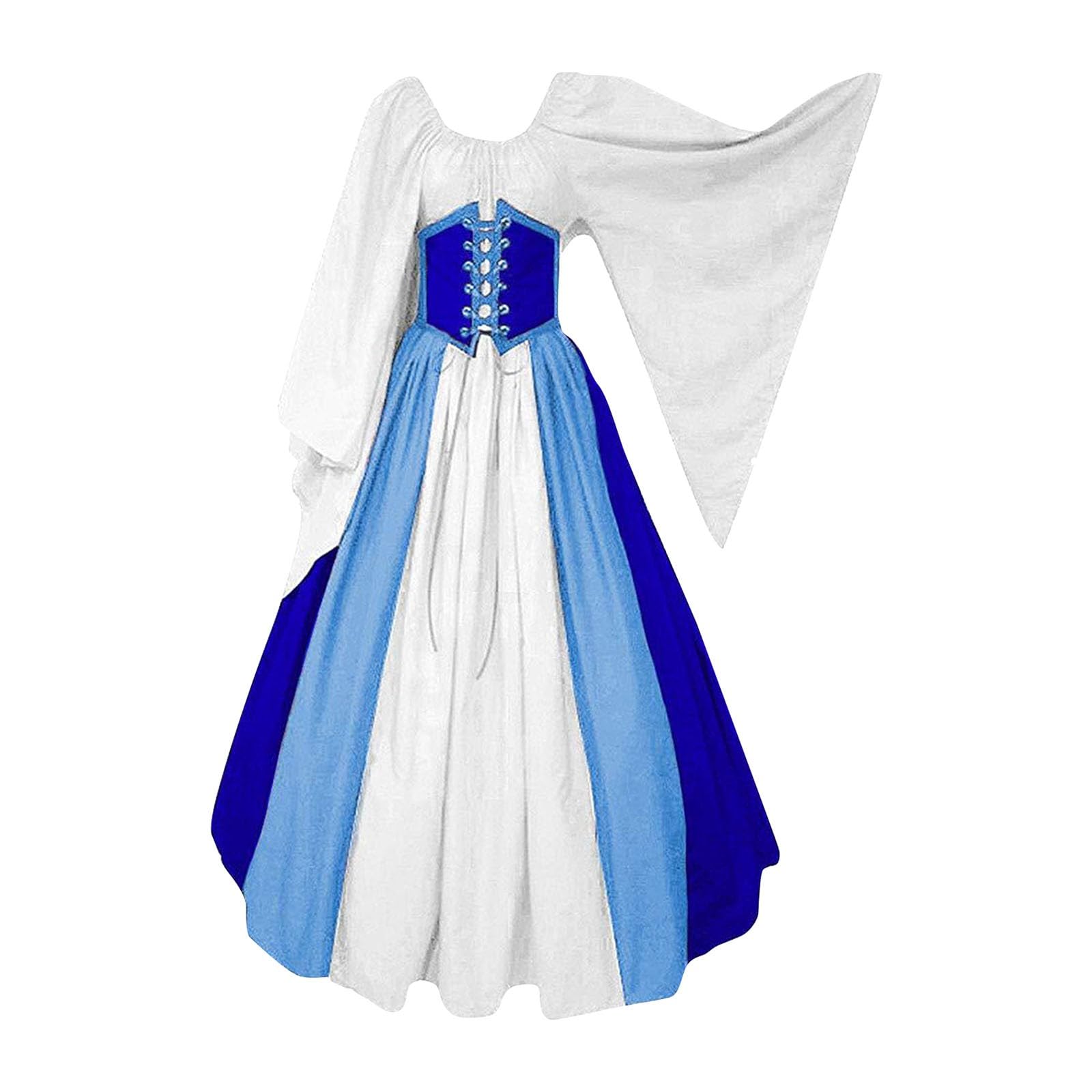Womens Renaissance Costume Vintage Elegant Lace up Halloween Gown Princess Dress with Corset Medieval Evening Party Prom Cocktail Swing Victorian Dresses for Ladies