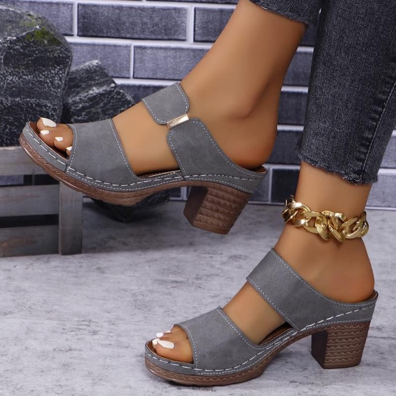 Ladmiple Chunky Heels For Women Backless Low Heels Classic Open Toe Ankle Strap Block Heel Party Wedding Dress Pumps Shoes4