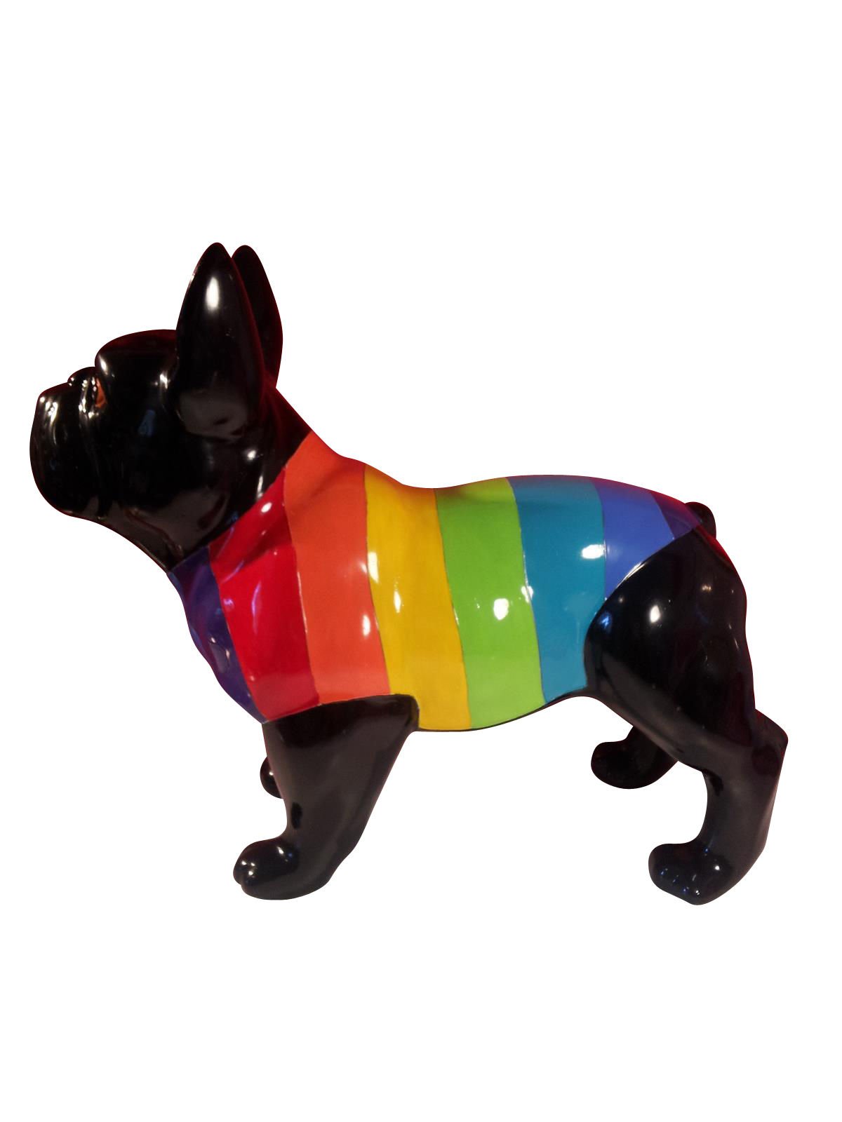 Laure Terrier Statue of French Bulldog ceramic, standing, length 32 centimeters. Decoration Model Rainbow