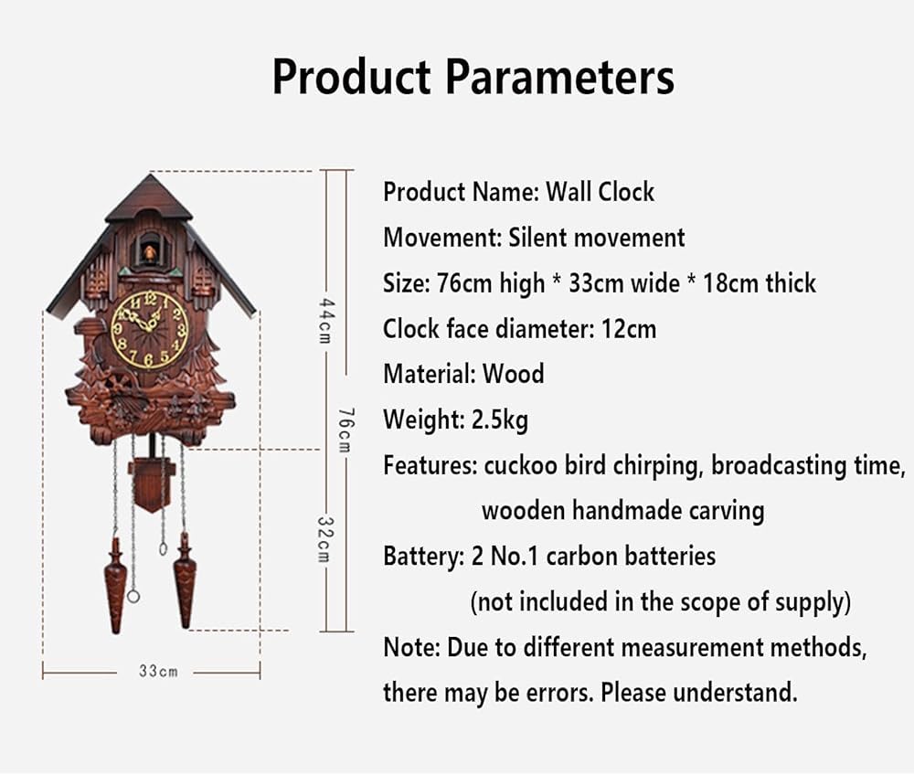 Reloj de pared, reloj de pájaro cuco con sonidos de canto de pájaros, reloj de péndulo de madera retro para decoración de sala de estar, función de modo nocturno, elegante decoración del hogar