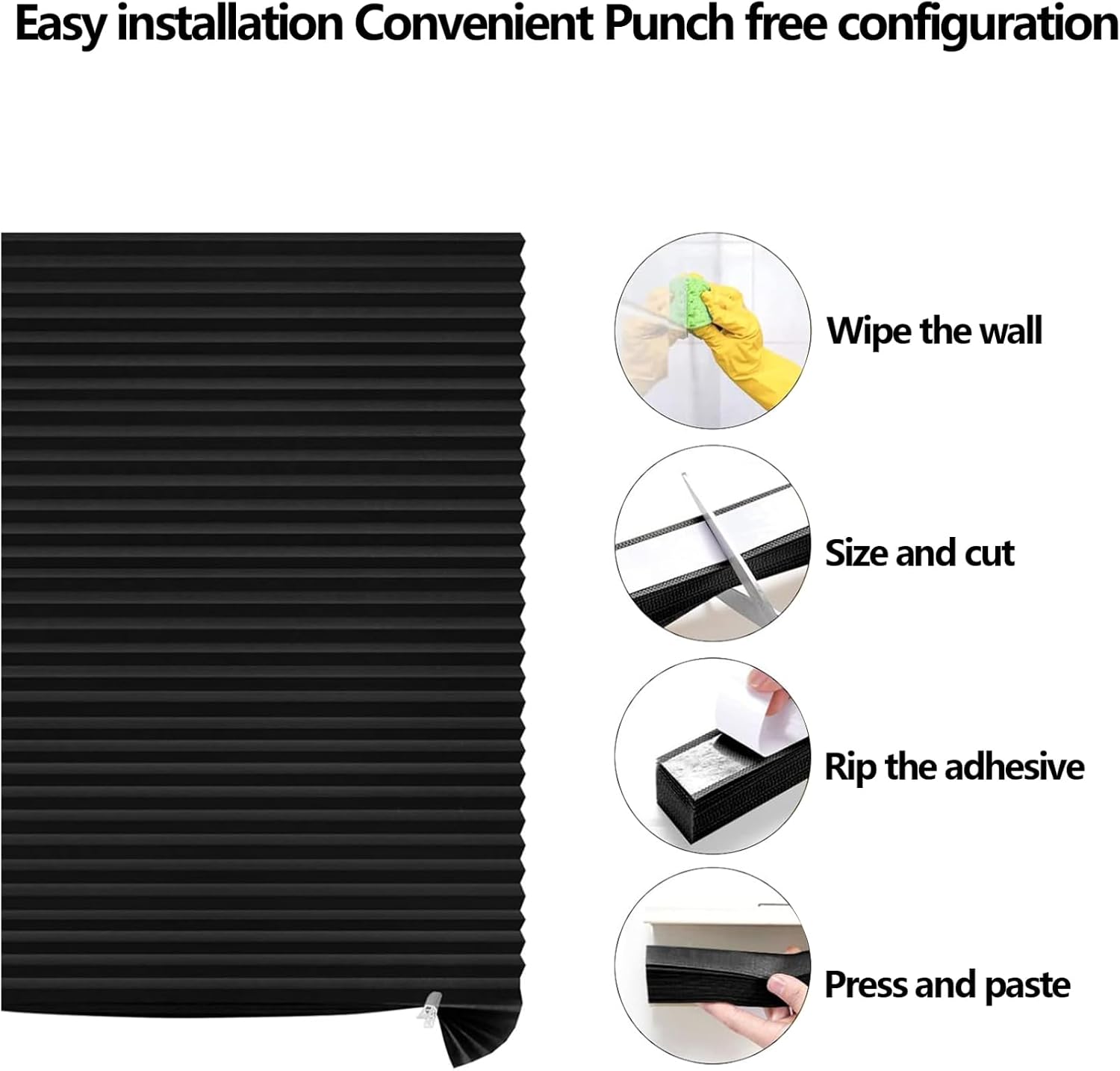 ranrann Cut‑to‑Size Blinds No Drill Window Blinds for Home Black 24x59 Inch