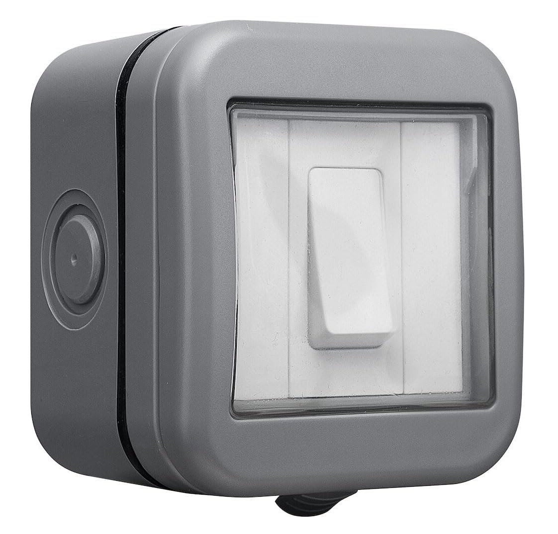 British GeneralBG Electrical Outdoor Single Wall Switch, Weatherproof, Grey, 13A, IP55 Rated, WPB12