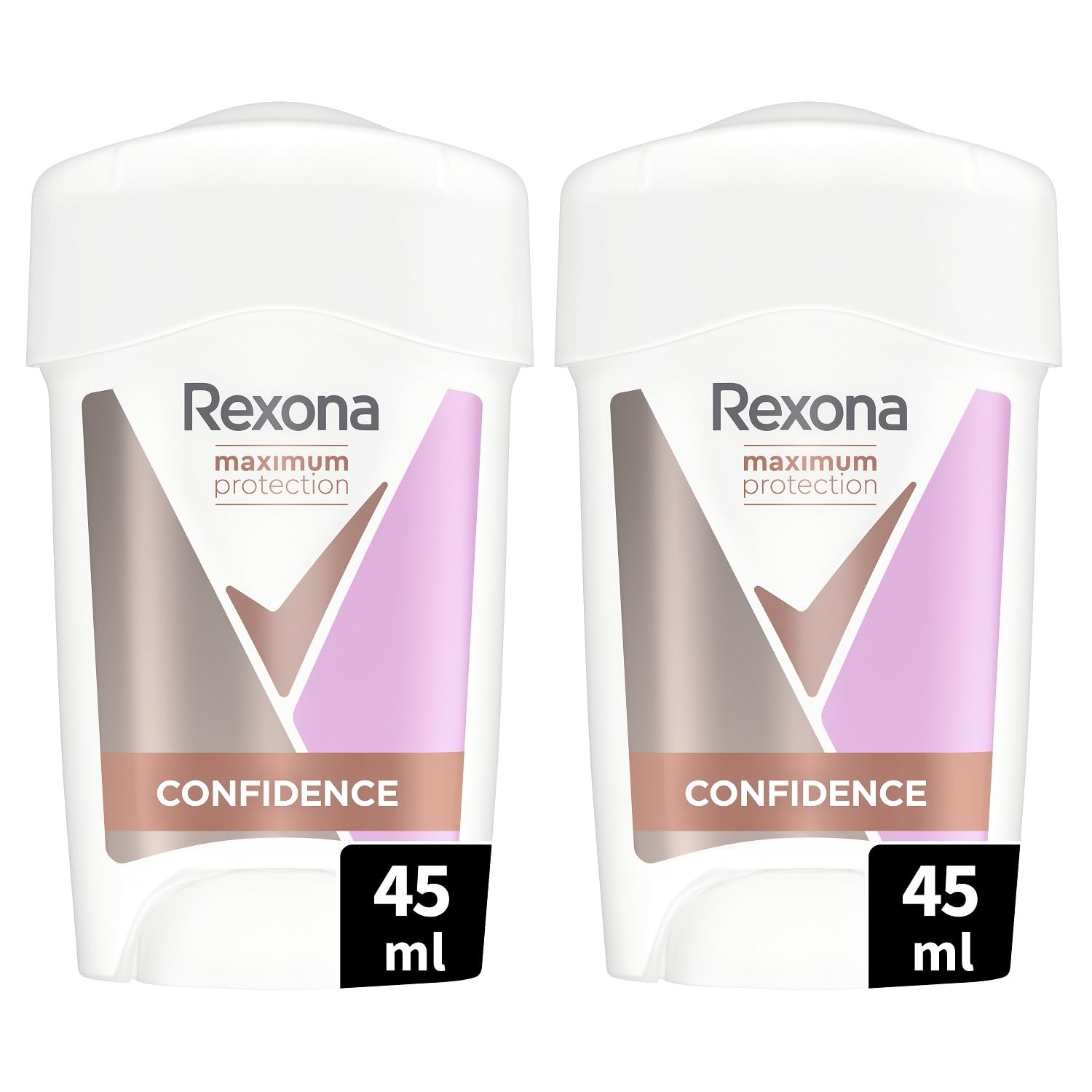 Rexona Déodorant Femme Stick Anti-Transpirant Maximum Protection Confidence, Antibactérien, Sans Alcool et sans Paraben, Efficacité 96h, 45ml (Lot de 2)