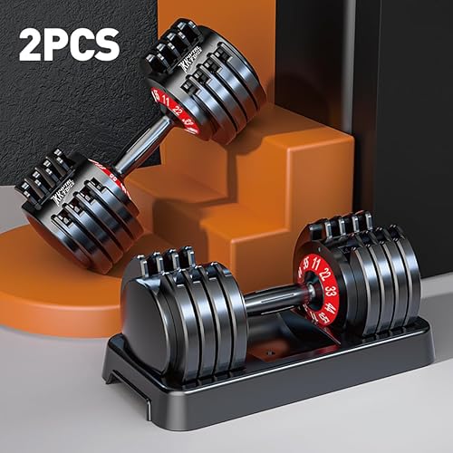 Miniatura 3 de Juego de mancuernas ajustables de 2555 libras, mancuernas con mango de metal antideslizante para ejercicio y fitness, ajuste rápido de peso para