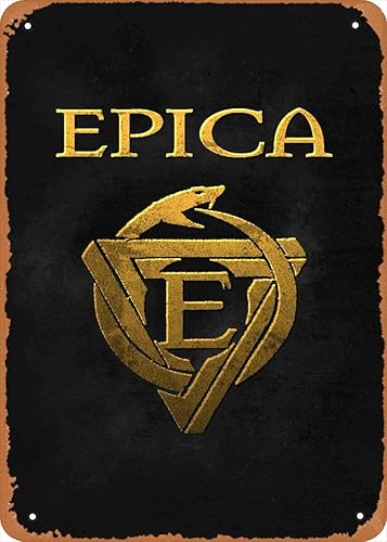 Epica Mark Jansen symphoni Classic Guitar Tin SignsMusic Theme Vintage Metal Tin SignWall Decor for BarsRestaurantsCafes Pubs12x8 Inch