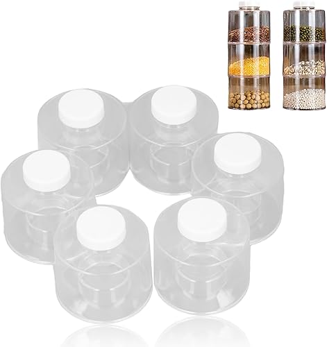 6 recipientes de especias, tarros de especias de plástico con tamices, contenedores apilables para condimentos, dispensador de condimentos, caja de
