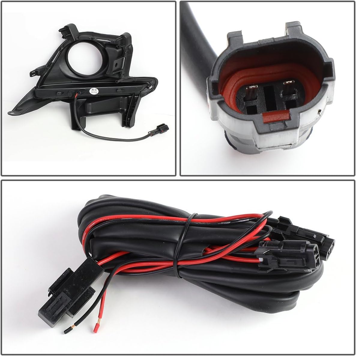 Auto Dynasty LED Fog Lights Assembly Compatible with 2014-2016 Toyota Highlander, LED DRL Bumper Driving Fog Lamps with Bezel Wiring Harness Switch Kit, Black Bezel Clear Lens