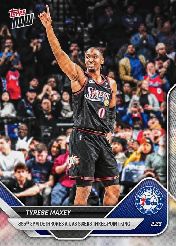 Topps Now 2026 Tyrese Maxey #185 Philadelphia 76ers NBA Trading