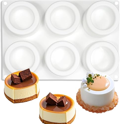 Moldes grandes de silicona para chocolate, 6 cavidades redondas, moldes de vidrio para chupitos de hielo, galletas, dulces, postres, pudín y postre