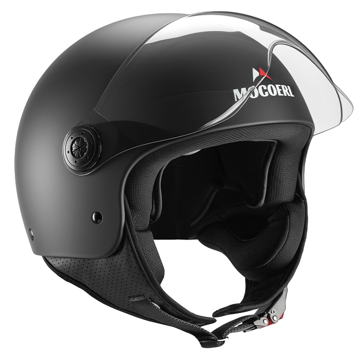 Casco de Moto Jet para Adultos, Visera Transparente, Casco de Moto para Hombres y Mujeres para Ciclomotor Cruiser Bobber y Chopper, Homologado ECE2206, Casco Retro 3/4