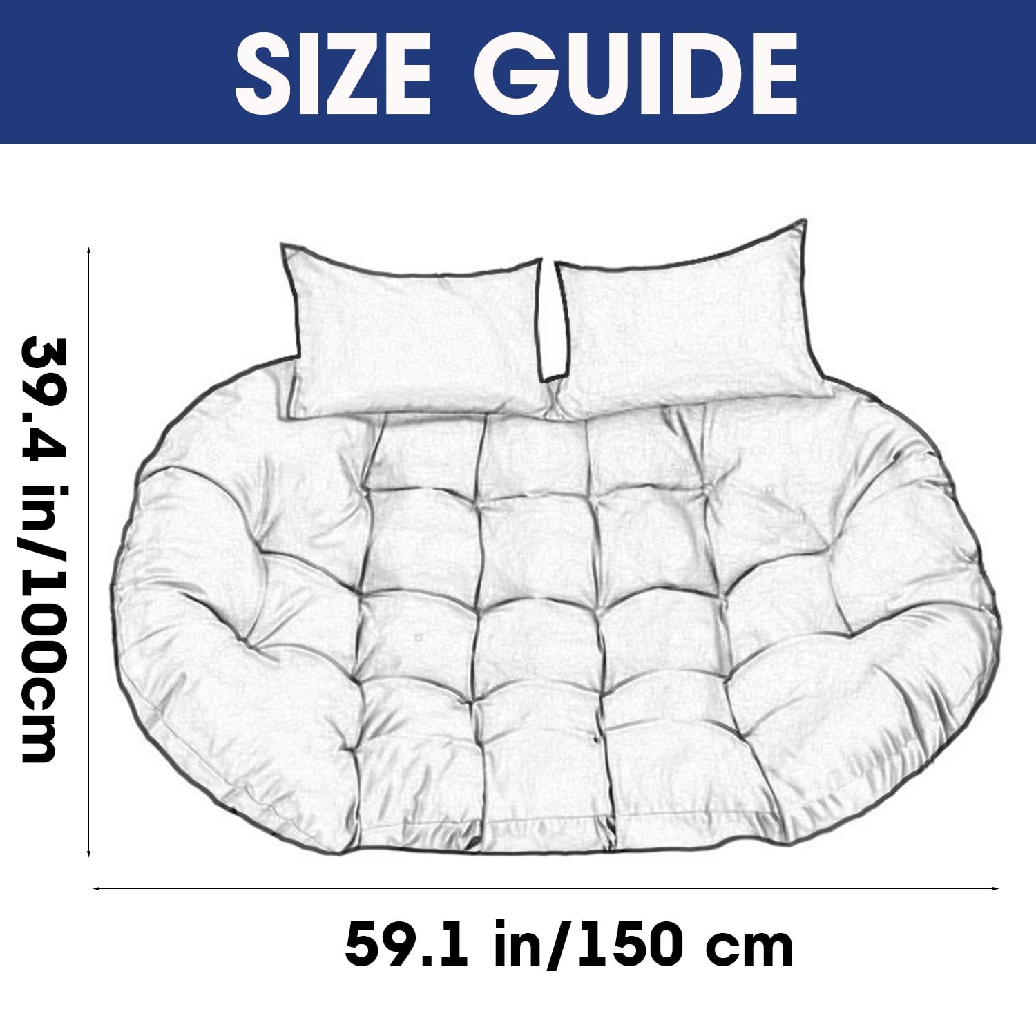 Sitzkissen Für 2-Personen-Hängemattenschaukelstühle, Ersatzkissen Für Doppelsitzer-Eierstuhl, Hängesessel Kissen, Polster, Auflage Für Polyrattan/Rattan Hängeschaukel(Gray)