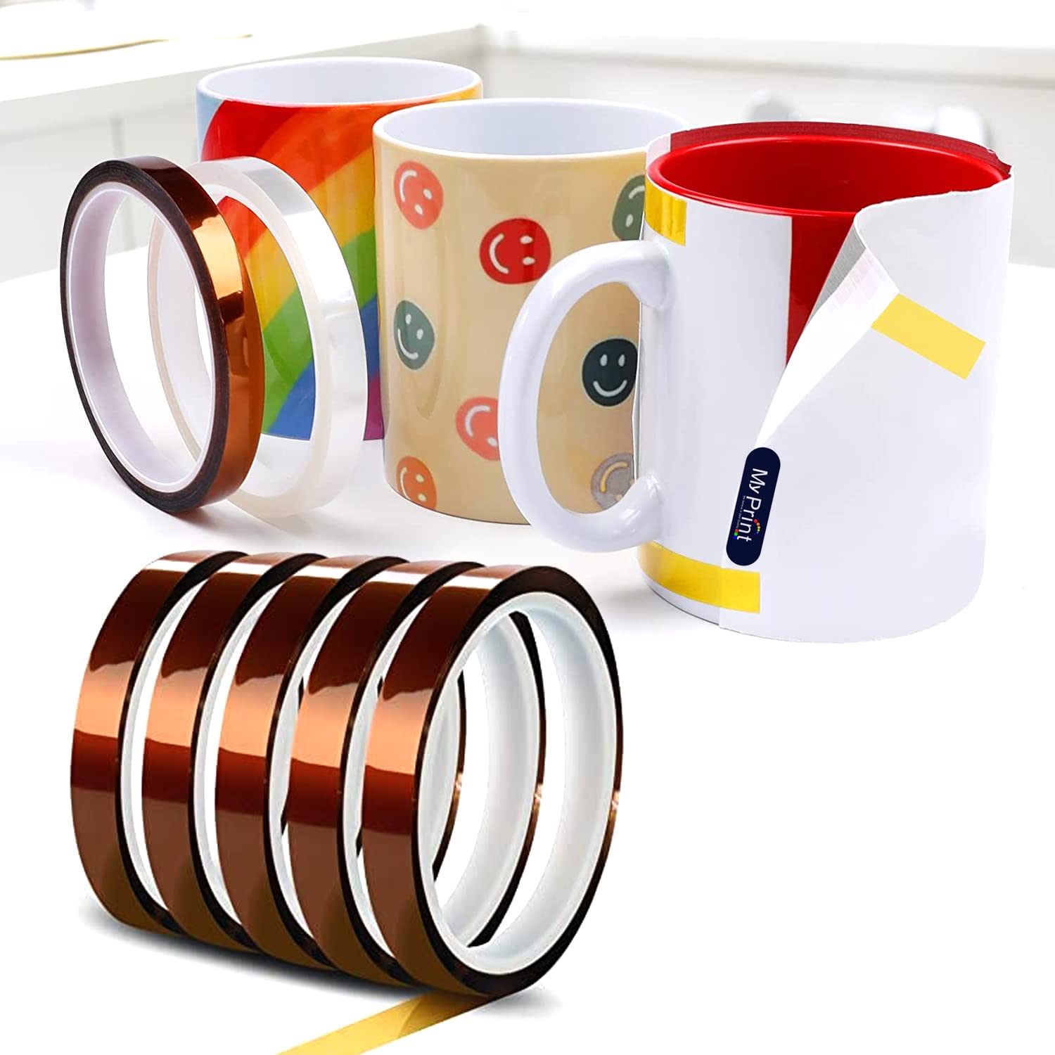 MY PRINT | Sublimation Heat TAPE | SET OF 5 Pcs | 8 mm | 33 Meter | Heat Tape for MUG Printing | Mobile Cover, Heat Transfer Printing with High Temperature Adhesive Tape | Polyimide Heat Resistant (B09Y3DF752) Amazon Price History, Amazon Price Tracker