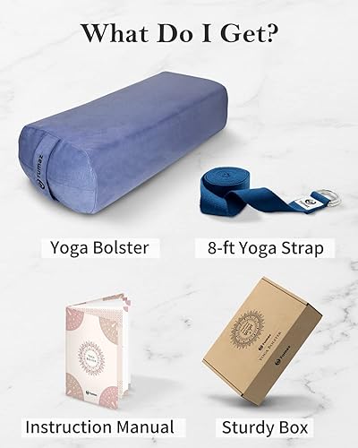 Miniatura 4 de Tumaz Yoga Bolster Set - Rectangular Bolster Pillow for Restorative Yoga, Soft Meditation Pillow with Carry Handle and 8-Feet Strap, Machine