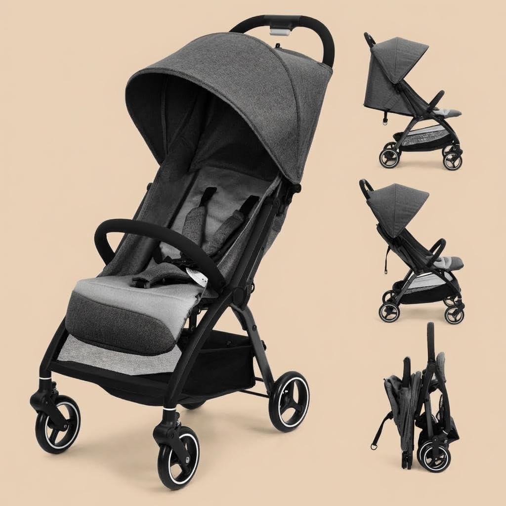 Sillas De Paseo Ultraligero, Silla Paseo Bebe Compacta Plegable Para Recién Nacidos Hasta 22 kg, Con Asiento Reversible y Ruedas De EVA，Plegable Con Una Sola Mano, Respaldo Ajustable