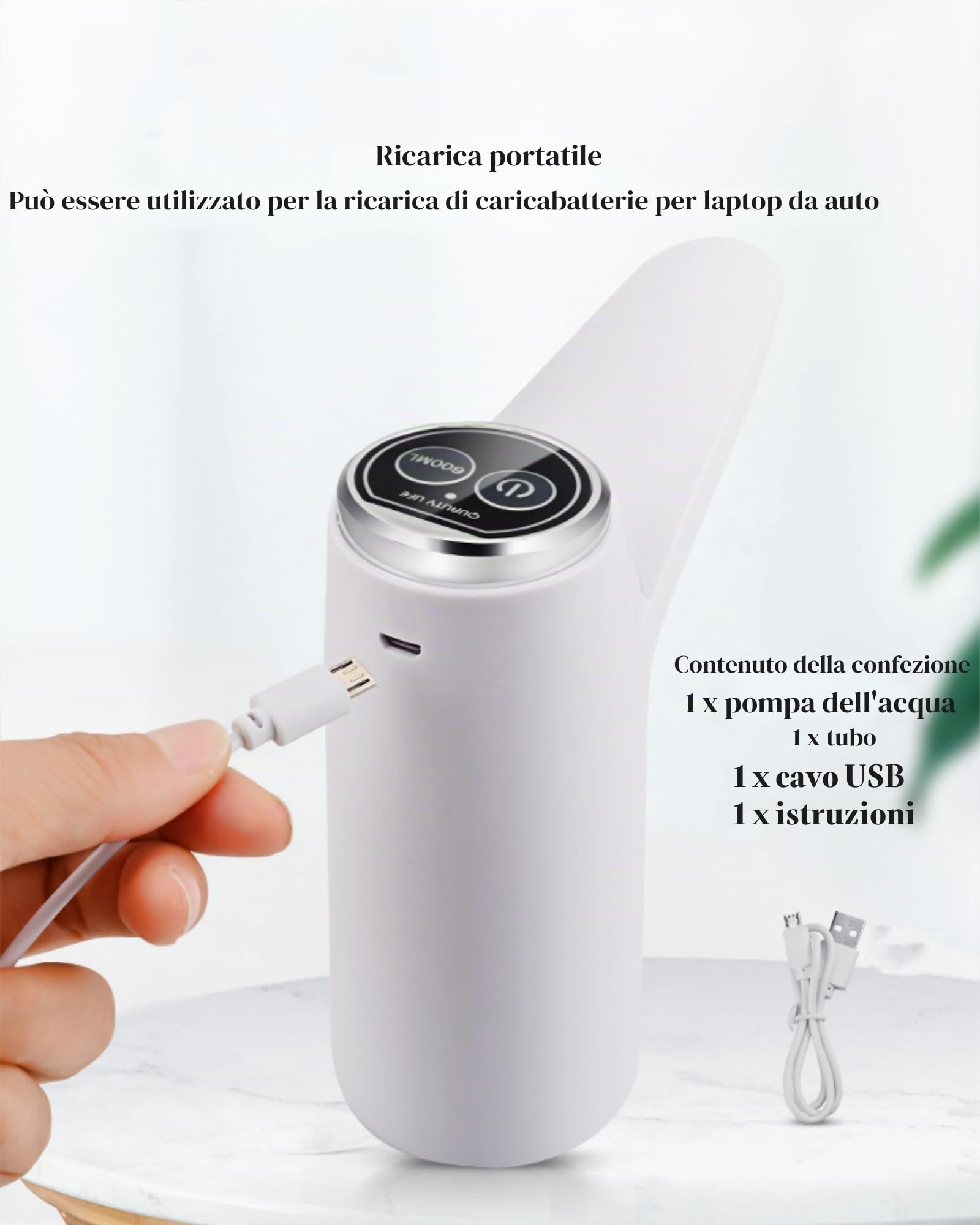 Topyond Pompa Elettrica per Acqua, Distributore d'Acqua Senza Fili Intelligente, Pompa per Acqua Potabile Automatica, Mini Distributore per Camera da Letto, per Bambini e Uso al Letto