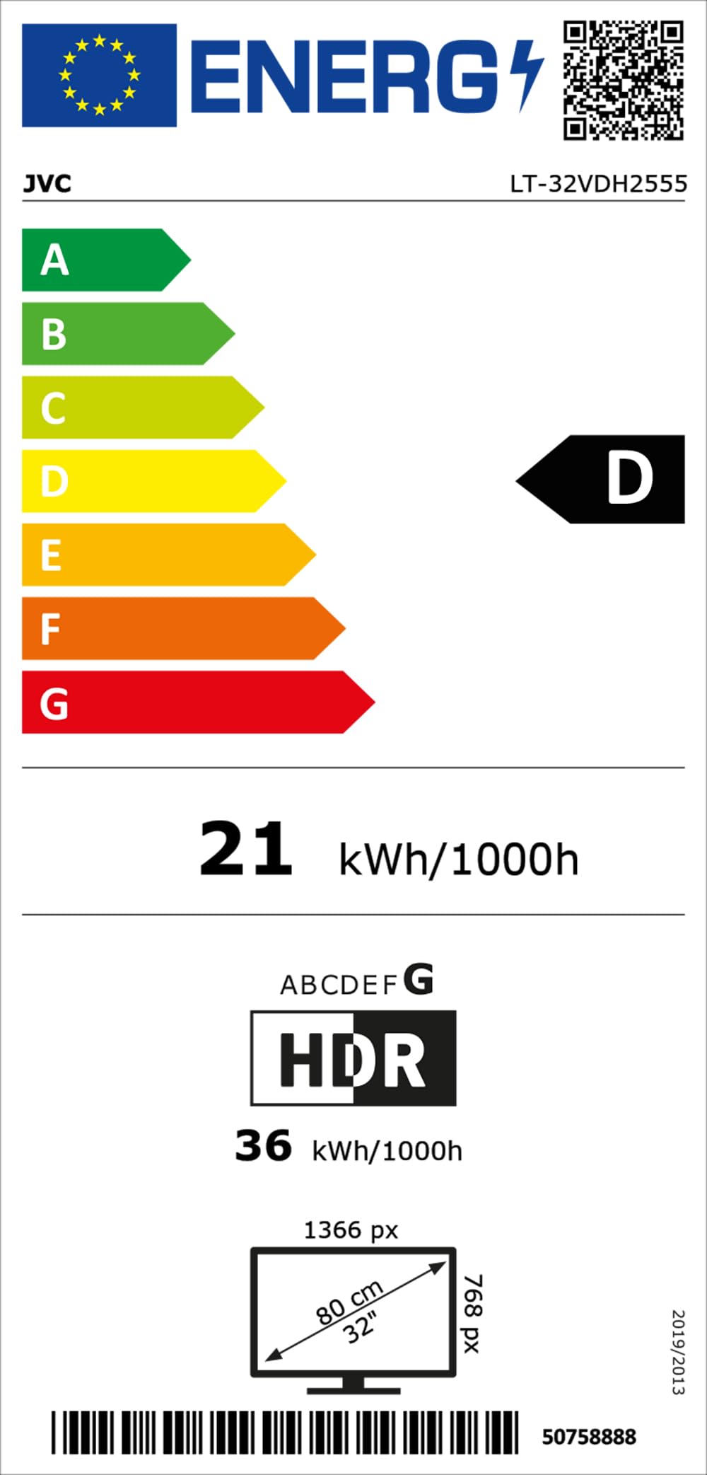 JVC LT-32VDH2555 Fernseher 32 Zoll Smart TV VIDAA HD-Ready HDR Fernseher mit 80 cm Bildschirmdiagonale und integriertem Triple-Tuner, LED TV (2026)